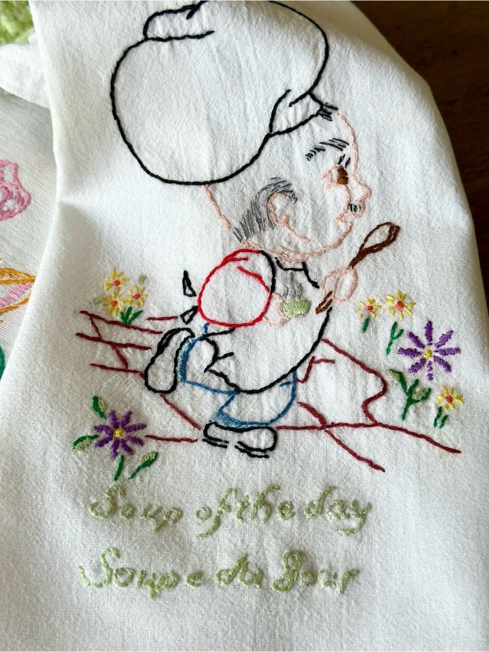 Vintage Grandmas Kitchen Lot Embroidered Linens Limoges Crochet Birds